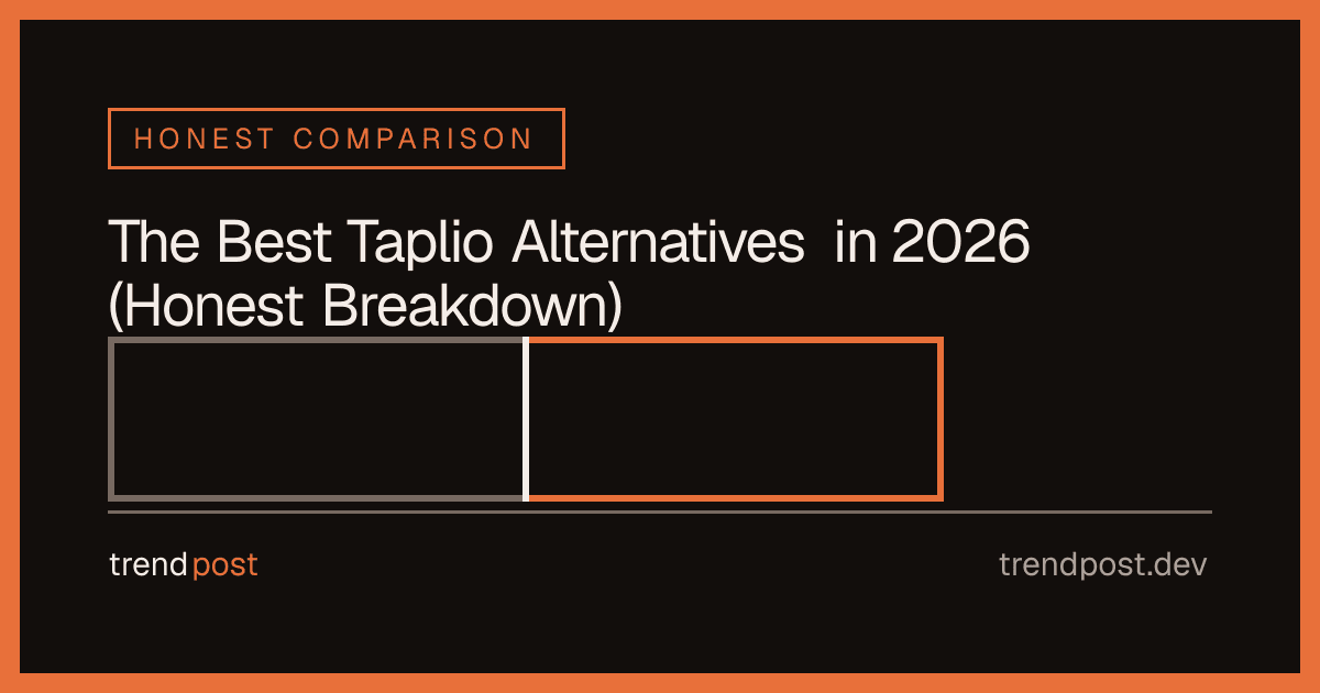A split-panel graphic comparing Taplio with its alternatives, in the TrendPost brand style.